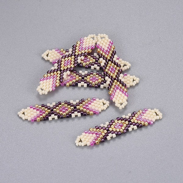 

PandaHall MIYUKI & TOHO Handmade Japanese Seed Beads Links, Loom Pattern, Shuttle Shape, Colorful, 41.5~42.5x8.5~9x1.7mm, Hole: 2mm Glass...