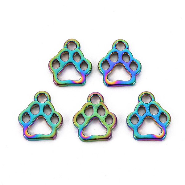 

PandaHall Alloy Charms, Cadmium Free & Nickel Free & Lead Free, Paw Print, Rainbow Color, 13x11x1.5mm, Hole: 1.8mm Alloy Others