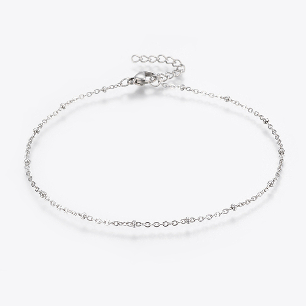 

PandaHall 304 Stainless Steel Anklets, with Lobster Claw Clasps, Round Beads and Cable Chains, Stainless Steel Color, 9 inch(230mm), 1.5mm...