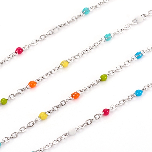 

PandaHall 304 Stainless Steel Enamel Cable Chains, with Spool, Soldered, Stainless Steel Color, Stainless Steel Color, 2x1.5x0.2mm, about...