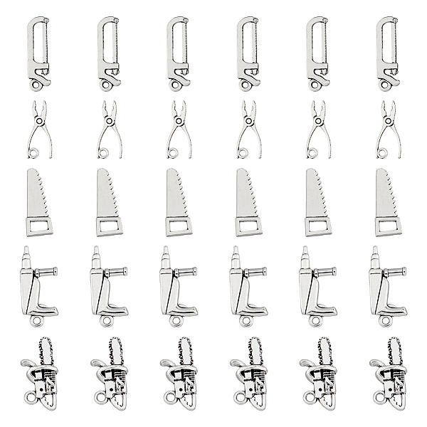 

PandaHall DICOSMETIC 100Pcs 5 Styles Chainsaw Charms Collection Drill Pliers Saw Charms Alloy Home Tool Charms Tibetan Silver Tool Charms 3D...