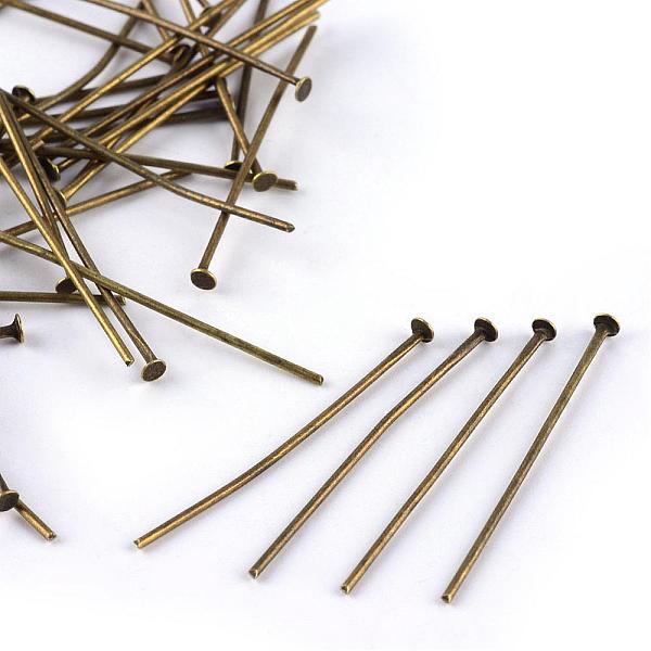 

PandaHall Iron Flat Head Pins, Cadmium Free & Nickel Free & Lead Free, Antique Bronze, 40x0.75~0.8mm, 20 Gauge, about 6000pcs/1000g, Head...