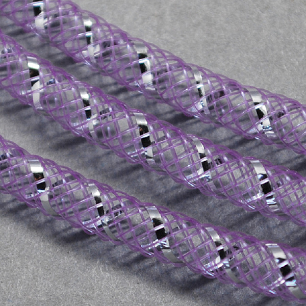 

PandaHall Mesh Tubing, Plastic Net Thread Cord, with Silver Vein, Medium Orchid, 4mm, 50 yards/Bundle Plastic Purple