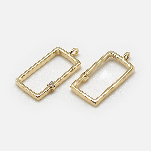 

PandaHall Brass Open Back Bezel Pendants, with Cubic Zirconia, For DIY UV Resin, Epoxy Resin, Pressed Flower Jewelry, Rectangle, Clear, Real...