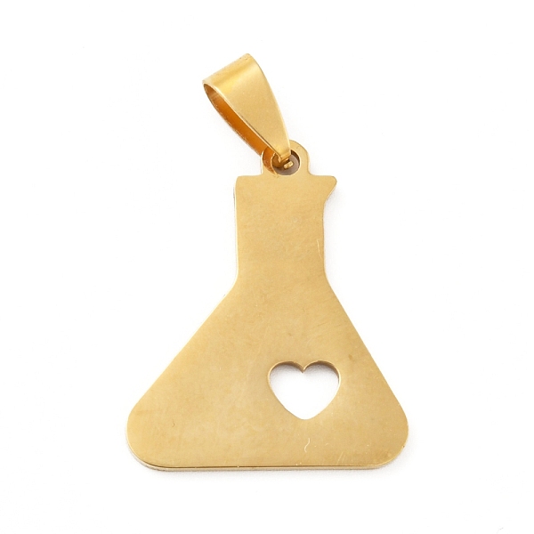 

PandaHall 201 Stainless Steel Pendants, Flask with Heart, Golden, 28x23.5x1.5mm, Hole: 8x4mm 201 Stainless Steel Others