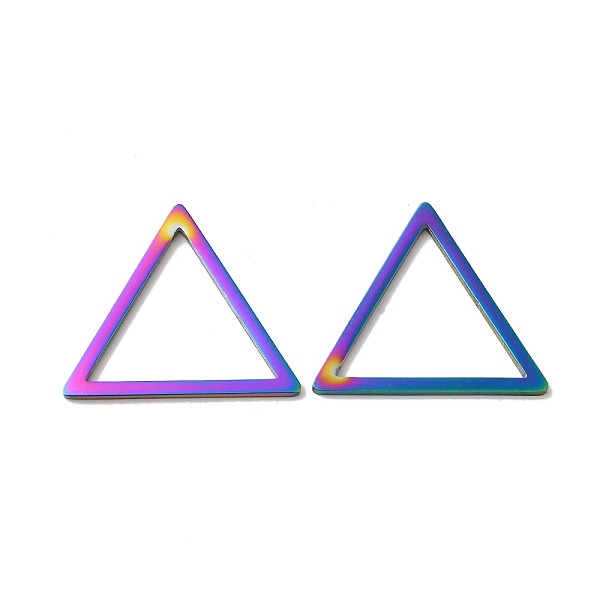 

PandaHall Ion Plating(IP) 304 Stainless Steel linking Rings, Triangle, Rainbow Color, 23.5x27x1.5mm, Inner Diameter: 18.5x21mm 304 Stainless...
