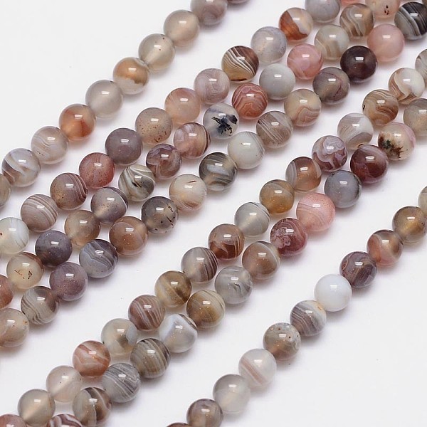 

PandaHall Round Natural Botswana Agate Bead Strands, 6mm, Hole: 1mm, about 66pcs/strand, 15.5 inch Botswana Agate Round