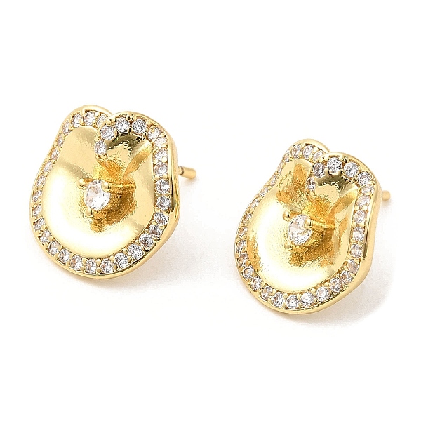 

PandaHall Brass Twist Flat Round Stud Earrings with Clear Cubic Zirconia, Lead Free & Cadmium Free, Real 18K Gold Plated, 14x15mm Cubic...