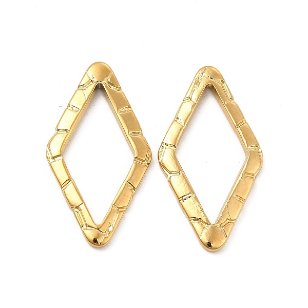 

PandaHall Ion Plating(IP) 304 Stainless Steel Linking Ring, Textured, Rhombus, Real 18K Gold Plated, 24x13x1.5mm, Inner Diameter: 17x8.5mm...