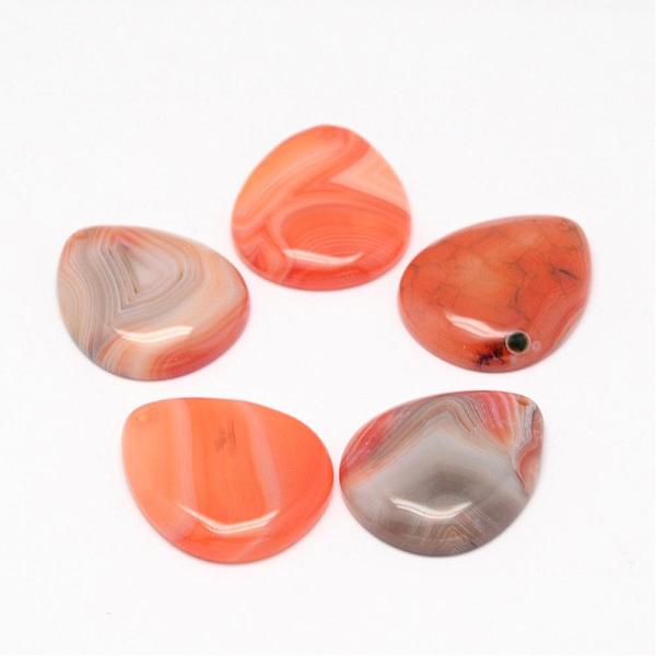 

PandaHall Natural Agate Pendants, teardrop, Dyed, Coral, 30x25x5~6mm, Hole: 1mm Natural Agate Teardrop Red