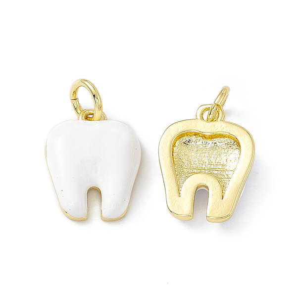 

PandaHall Rack Plating Brass Enamel Pendants, Long-Lasting Plated, Lead Free & Cadmium Free, Real 18K Gold Plated, Tooth Charm, White...