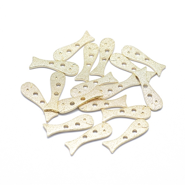 

PandaHall 2-Hole Brass Buttons, Long-Lasting Plated, Fish, Textured, Real 14K Gold Plated, 17.5x5.5x1mm, Hole: 1.4mm Brass Fish