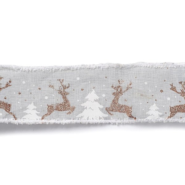 Christmas Theme Wired Linen Ribbon