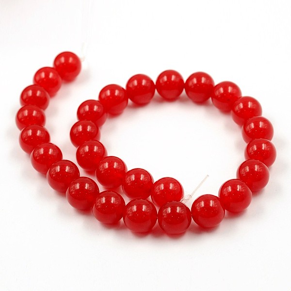 

PandaHall Dyed Natural White Jade Round Bead Strands, Red, 8mm, Hole: 1mm, about 46pcs/strand, 14.9 inch White Jade Round Red