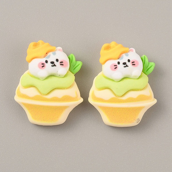 

PandaHall Opaque Resin Cabochons, Cat with Ice Cream, Gold, 26x21x9mm Resin Cat Shape Gold