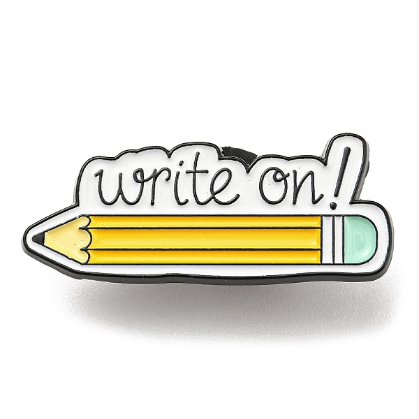 

PandaHall Enamel Pins, Black Zinc Alloy Brooch, Word Write on, Pencil, 14x33x1.4mm Alloy+Enamel Pencil Yellow
