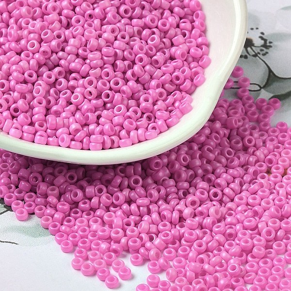 

PandaHall Baking Paint Glass Seed Beads, Donut, Orchid, 8/0, 2.5~3x1~1.5mm, Hole: 1~1.2mm, about 40909pcs/1pound Glass Donut Purple