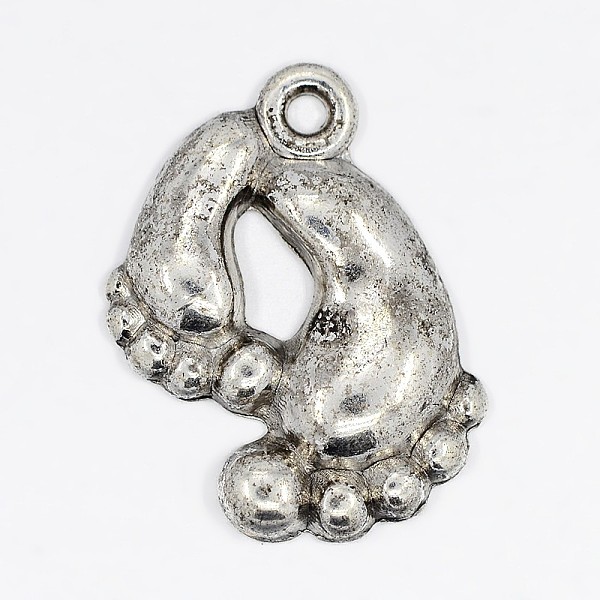 

PandaHall Tibetan Style Alloy Pendant, Cadmium Free & Lead Free, Foot, Antique Silver Color, about 20mm long, 17mm wide, 3mm thick, hole...