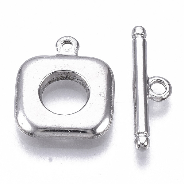 

PandaHall 304 Stainless Steel Toggle Clasps, Rectangle, Stainless Steel Color, Rectangle: 18x15x3mm, Hole: 1.4mm, Inner Diameter: 7mm, Bar...
