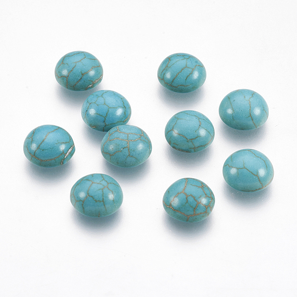 

PandaHall Synthetic Turquoise Flat Back Dome Cabochons, Craft Findings, Dyed, Half Round, Dark Cyan, 8x4mm Synthetic Turquoise Half Round...