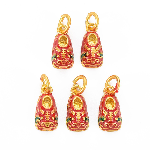 

PandaHall Rack Plating Alloy Enamel Charms, Cadmium Free & Nickel Free & Lead Free, Matte Gold Color, Shoes, Red, 14x7x4.5mm, 3.5mm inner...