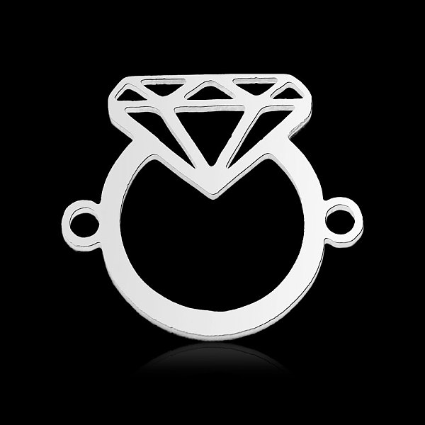 

PandaHall 201 Stainless Steel Connector Charms, Diamond Ring Shape, Stainless Steel Color, 14x16x1mm, Hole: 1.4mm 201 Stainless Steel...