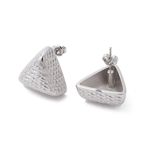 

PandaHall Brass Stud Earrings, Triangle, Platinum, 17.5x18.5mm Brass Triangle