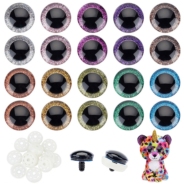 

PandaHall Olycraft 20 Sets 10 Colors Plastic Craft Eyes, Safety Eyes, with Blood Streak Disc and Spacer, for Doll Making, Half Round, Mixed..., Multicolor
