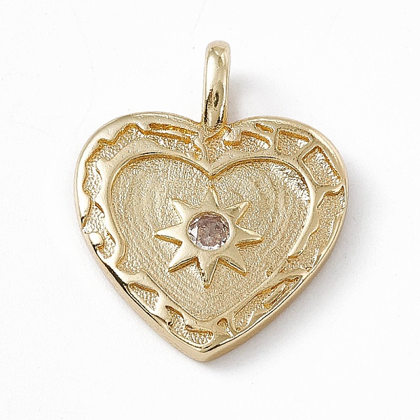 

PandaHall Rack Plating Brass Cubic Zirconia Pendants, Heart-Shaped with Sun Charm, Long-Lasting Plated, Lead Free & Cadmium Free, Real 18K..., Clear