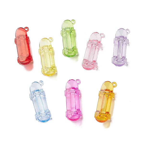 

PandaHall Transparent Acrylic Pendants, Scooter, Mixed Color, 55x18x10mm, Hole: 3mm, about 105pcs/500g Acrylic Rectangle Multicolor
