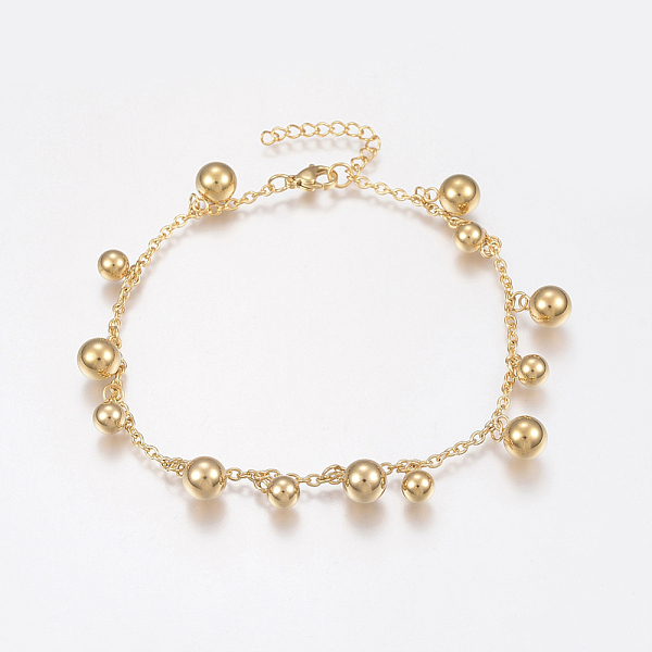 

PandaHall 304 Stainless Steel Anklets, Round, Golden, 9~9-1/2 inch(23~24cm) Stainless Steel