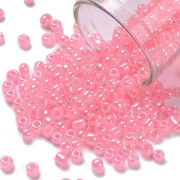 

PandaHall Glass Seed Beads, Ceylon, Round, Pink, 3mm, Hole: 1mm, about 10000pcs/pound Glass Pink