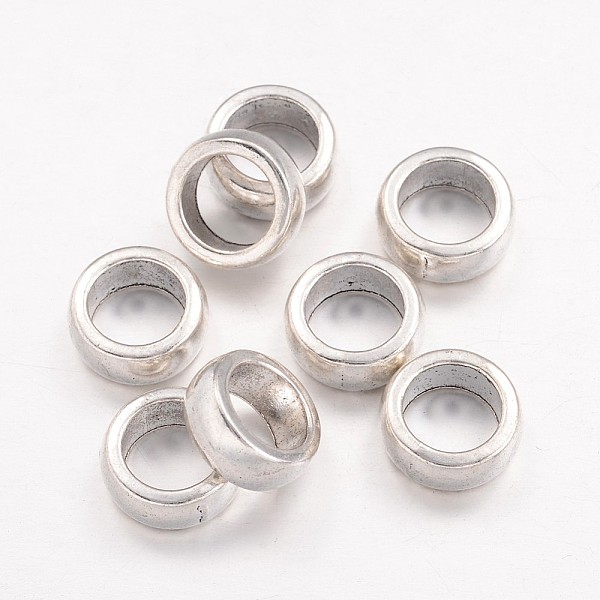 PandaHall Tibetan Style Rondelle Spacer Beads, Lead Free and Cadmium Free, Antique Silver, 11x5mm, Hole: 7.5mm Alloy Rondelle