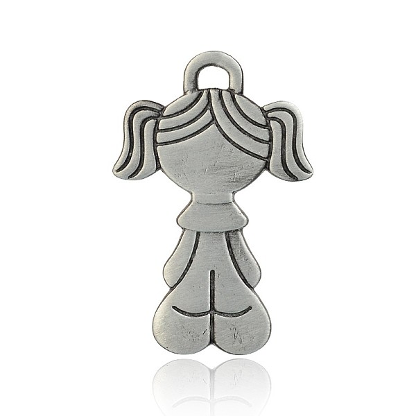 

PandaHall Lead Free & Nickel Free Tibetan Style Girl Alloy Big Pendants, Long-Lasting Plated, Antique Silver, 38x25x2mm, Hole: 2mm Alloy...
