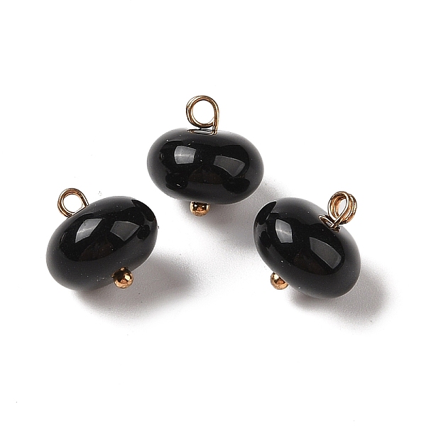 

PandaHall Acrylic Pendants, with Brass Loops, Flat Round, Black, 12x12mm, Hole: 1.6mm Brass+Acrylic Flat Round Black