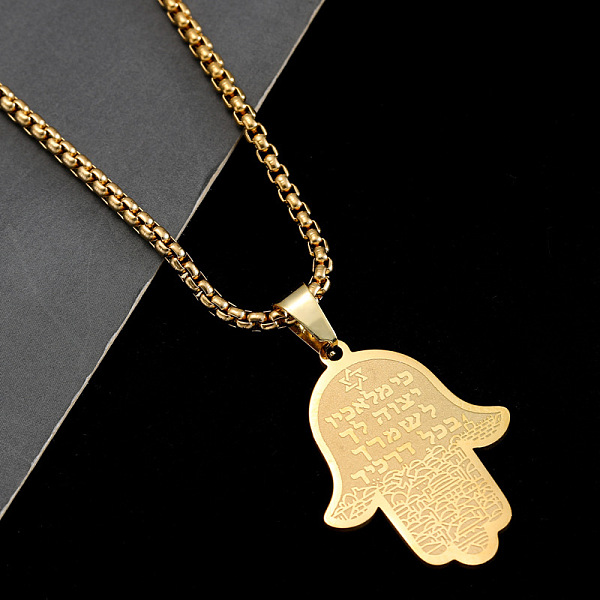 

PandaHall Hamsa Hand Pendant Necklaces, Stainless Steel Box Chain Necklaces for Men and Women Stainless Steel