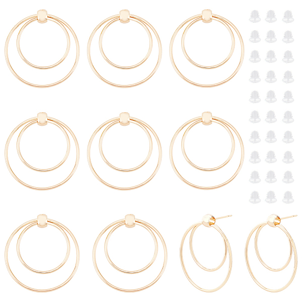 

PandaHall BENECREAT 10PCS Gold Plated Geometric Circle Earrings, Minimalist Double Circle Hoop Dangle Earring Findings with 30pcs Ear Nuts...