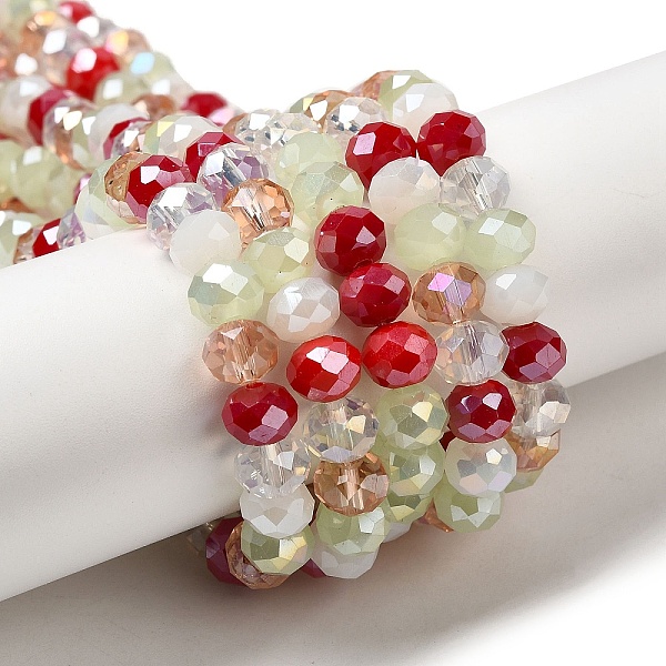 

PandaHall Glass Beads Strands, Faceted, Rondelle, Red, 8x6mm, Hole: 1mm, about 65~68pcs/strand, 15.7~16.1 inch(40~41cm) Glass Rondelle Red