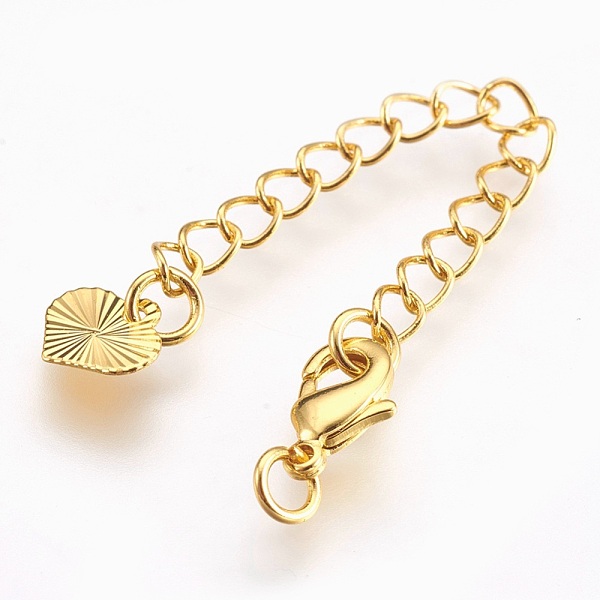 

PandaHall Brass Chain Extender, with Lobster Claw Clasps, Cadmium Free & Nickel Free & Lead Free, Long-Lasting Plated, Heart, Real 18K Gold...