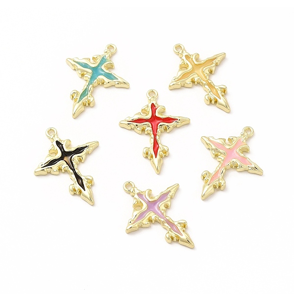 

PandaHall Rack Plating Alloy Enamel Pendants, Cadmium Free & Nickel Free & Lead Free, Cross Charm, Light Gold, Mixed Color, 30x23x3mm, Hole..., Multicolor