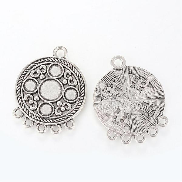 

PandaHall Tibetan Style Alloy Chandelier Component Link Cabochons Settings, Flat Round, Cadmium Free & Lead Free, Antique Silver, Tray...