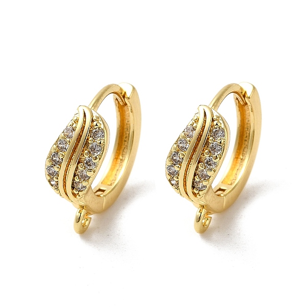 

PandaHall Leaf Shape Rack Plating Brass Micro Pave Cubic Zirconia Hoop Earrings Finding, Ear Wire with Loops, Cadmium Free & Lead Free...