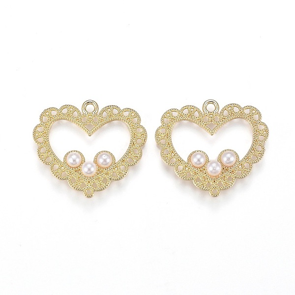 

PandaHall Alloy Jewelry Acrylic Pendants, with Loops, Heart, Light Gold, 23x26x4.5mm, Hole: 1.8mm Alloy+Acrylic Heart