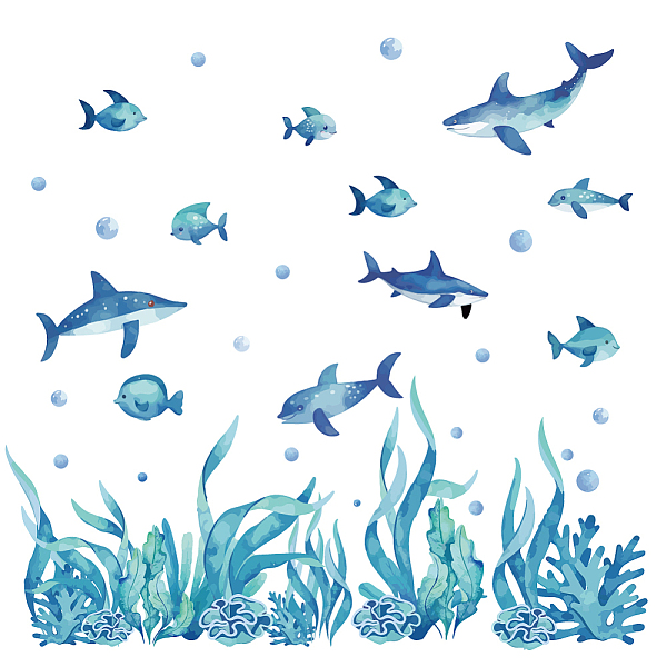 

PandaHall PVC Wall Stickers, Wall Decoration, Shark, 390x1180mm, 2 sheets/set PVC Shark