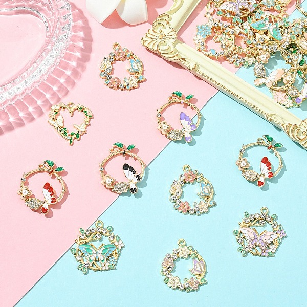 26Pcs 13 Styles Alloy Enamel Pendants