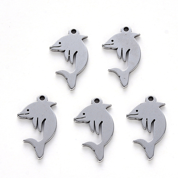 

PandaHall 304 Stainless Steel Pendants, Laser Cut, Dolphin, Stainless Steel Color, 18x10x1mm, Hole: 1.2mm 304 Stainless Steel Dolphin