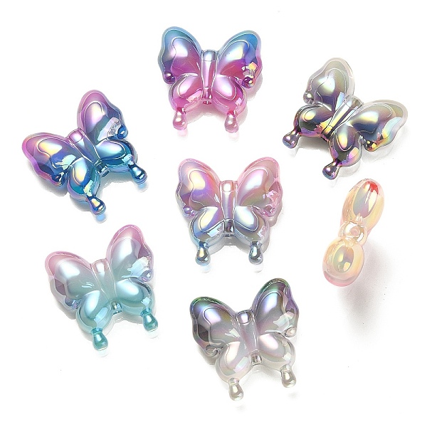 

PandaHall UV Plating Rainbow Iridescent Acrylic Beads, Gradient Beads, Butterfly, Mixed Color, 30x29x10mm, Hole: 2mm Acrylic Butterfly..., Multicolor