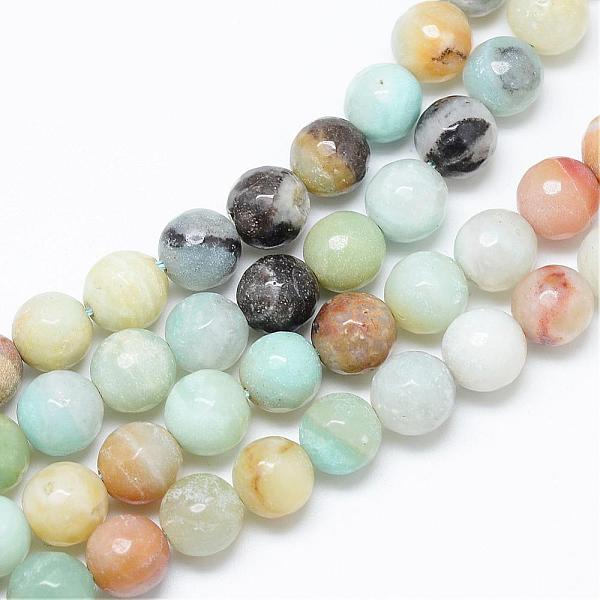 

PandaHall Natural Flower Amazonite Bead Strands, Faceted, Round, 8~9mm, Hole: 1mm, about 45pcs/strand, 14.5~14.8 inch Flower Amazonite Round