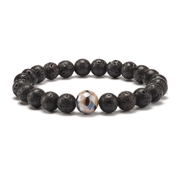 

PandaHall Natural Lava Rock & Tibetan DZi Mala Bead Bracelet, Oil Diffuser Power Amulet Buddhist Jewelry for Women, Inner Diameter: 2-3/8...