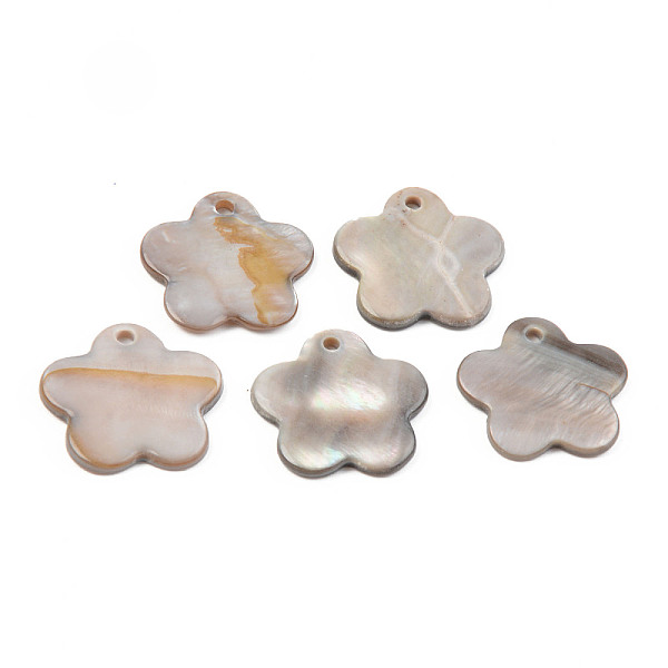 

PandaHall Natural Freshwater Shell Pendants, Dyed, Flower, Dark Gray, 17.5x18x1.5~2.5mm, Hole: 1.5mm Freshwater Shell Flower